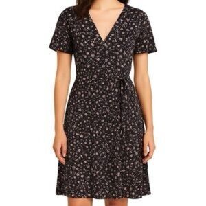 Kaileigh Black and Pink Floral Midi Dress plus size 1X feminine flattering